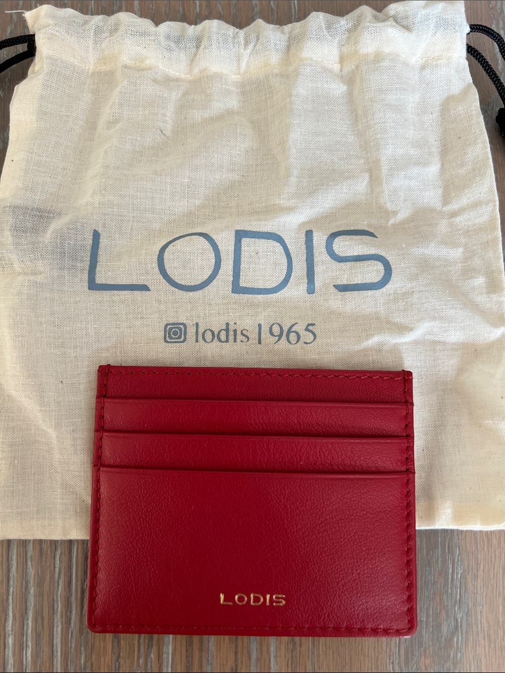 Lodis Red Leather Slim Card Case